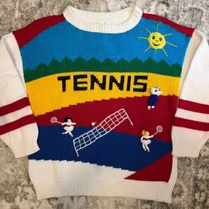 *SOLD* on Depop Vintage Knit Colorful Tennis Sweater